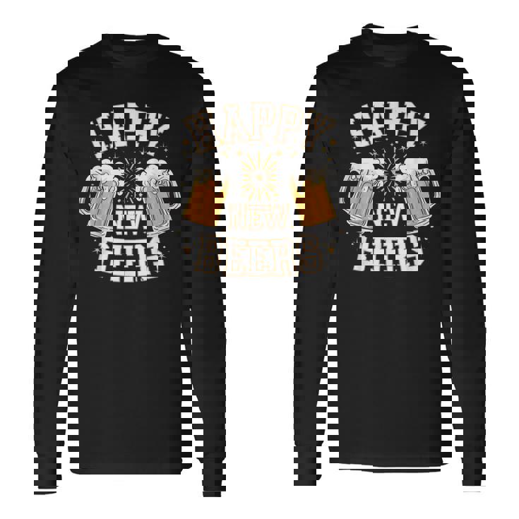 大晦日パーティー ハッピーニュービール おもしろビール愛好家ギフト 長袖Tシャツ ギフトのアイデア