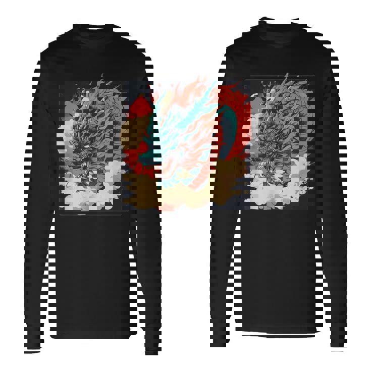 大胆でクールな外観の素晴らしい日本のドラゴン。 長袖Tシャツ