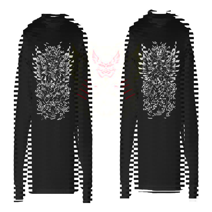 天狗のデザイン 長袖Tシャツ