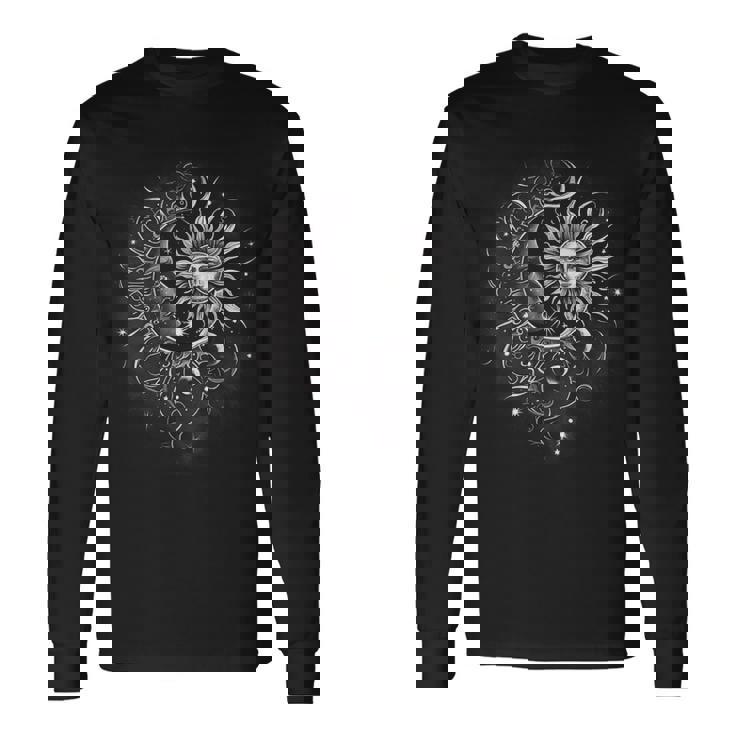 太陽と月 グラフィックtシャツ メンズ レディース ボーイズ ガールズ 長袖Tシャツ
