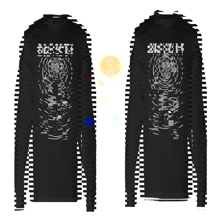 太陽系惑星科学宇宙キッズギフト 長袖Tシャツ