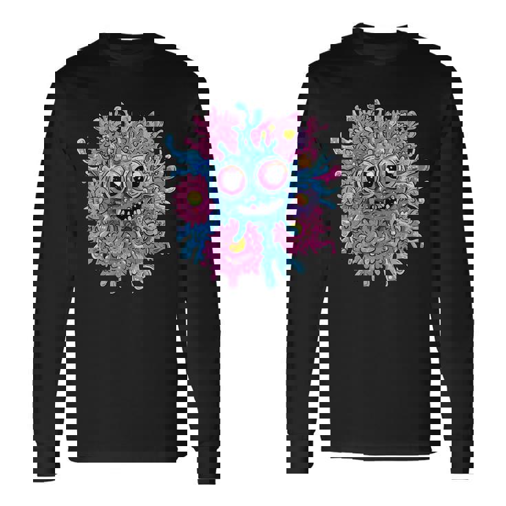 奇抜なハッピーモンスター 大きな瞳 長袖Tシャツ