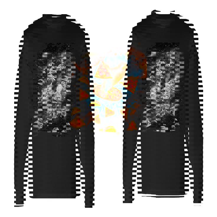 宇宙でピザタコスを食べるギャラクシーナマケモノ 長袖Tシャツ ギフトのアイデア