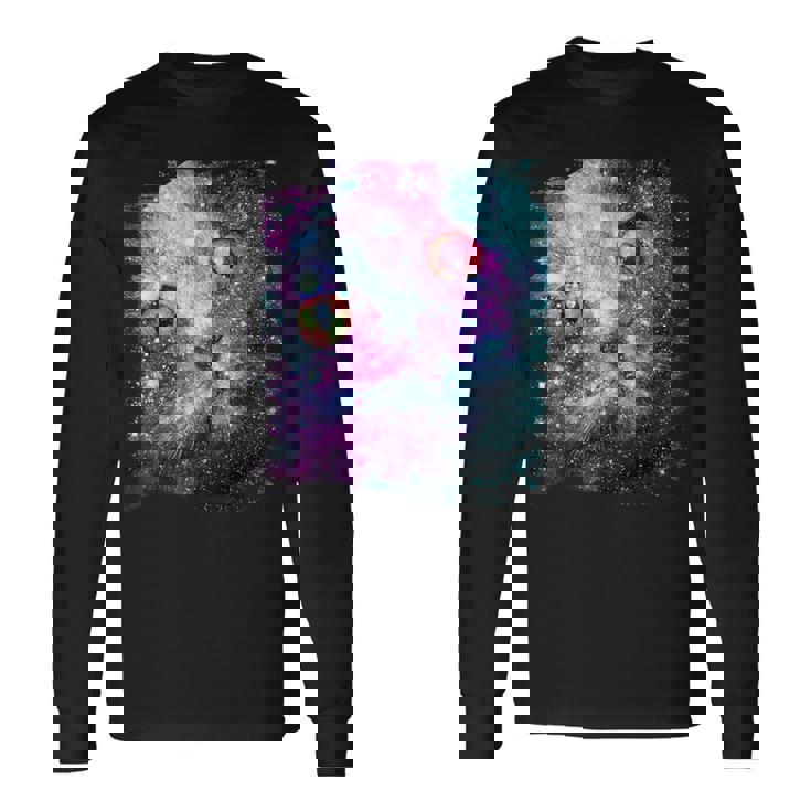 宇宙のかわいいアストロ宇宙猫 長袖Tシャツ