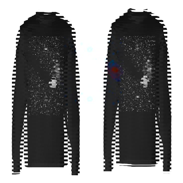 宇宙の星 面白いドレス ロボット掃除機 天の川 長袖Tシャツ