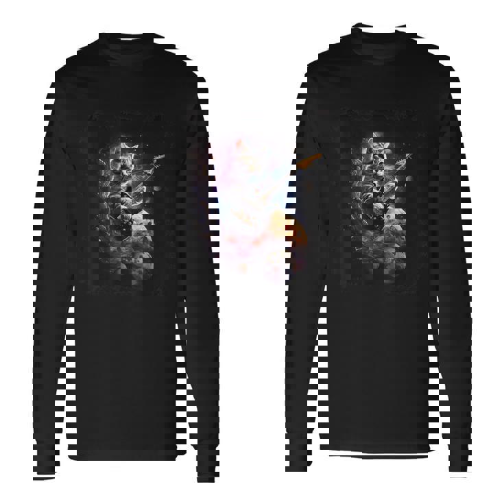 宇宙の猫 スピリット 銀河 ギター サイエンス 長袖Tシャツ