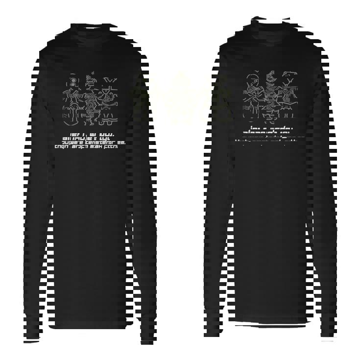 宇宙人 いいえ土偶です。よく間違えられますが。土偶 はにわ 遮光器土偶 ハート形土偶 仮面の女神 宇宙人 シュール 長袖Tシャツ