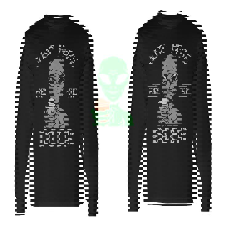 宇宙人とビール愛好家 地球外生物パーティーコスチューム 長袖Tシャツ