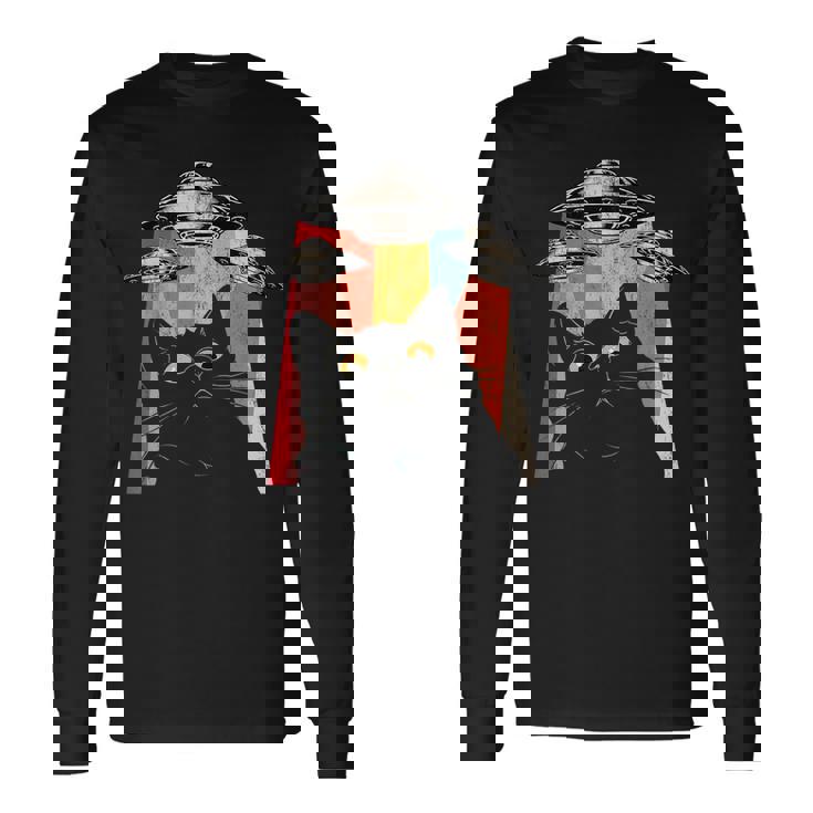 宇宙船 宇宙人 猫 Ufo 黒猫 面白い 長袖Tシャツ ギフトのアイデア