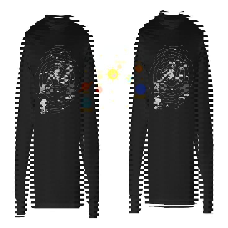 宇宙飛行士 宇宙 惑星 太陽系 長袖Tシャツ