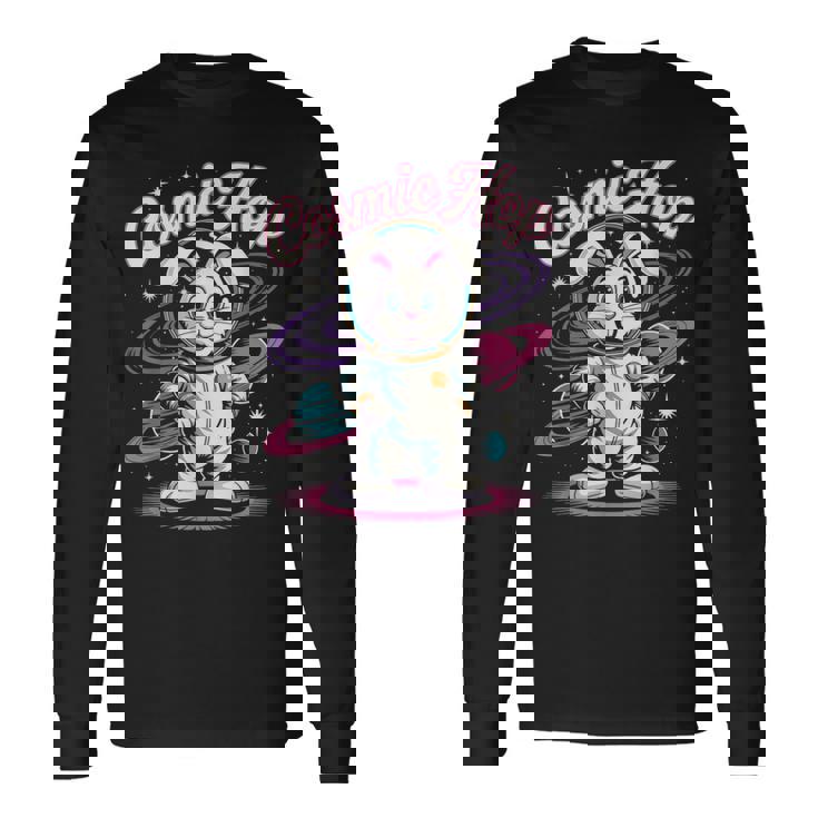 宇宙飛行士うさぎ 宇宙うさぎ 長袖Tシャツ