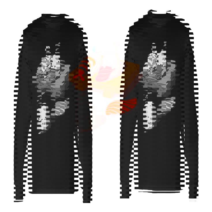 寝ぼける 寿司 すし えび サーモン まぐろ 長袖Tシャツ