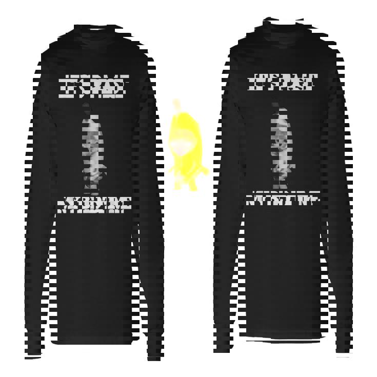 寝る時間が過ぎた面白い猫のミーム 長袖Tシャツ