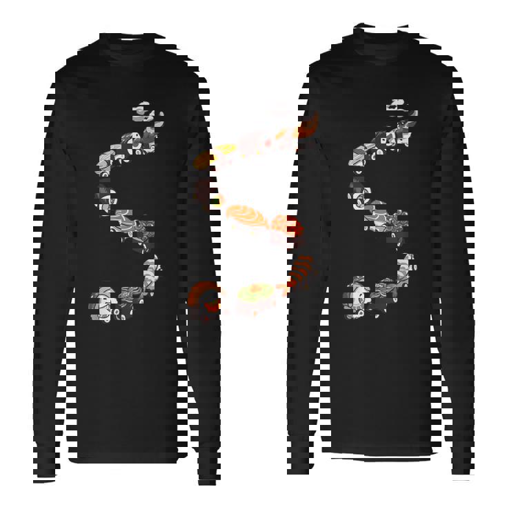 寿司 の 電車 すし いくら サーモン たまご 鉄火巻き 長袖Tシャツ