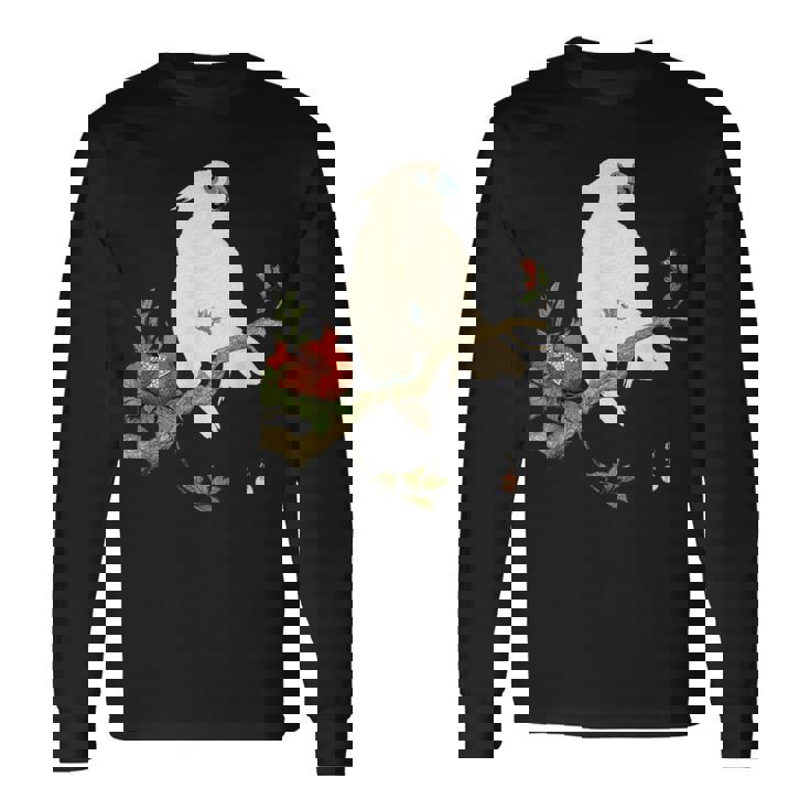 小原 古邨1877年－1945年 、【オウムにザクロ】、日本文化 日本画 長袖Tシャツ