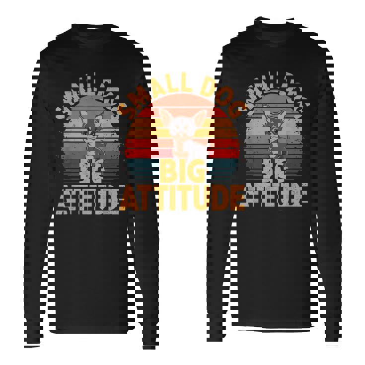 小型犬 大きな態度 レトロ 犬 品種 チワワ 長袖Tシャツ