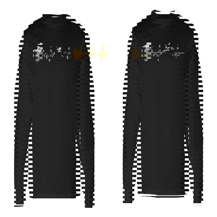 山とビール ハートビート 山小屋 ハイキング アルプス 登山 長袖Tシャツ