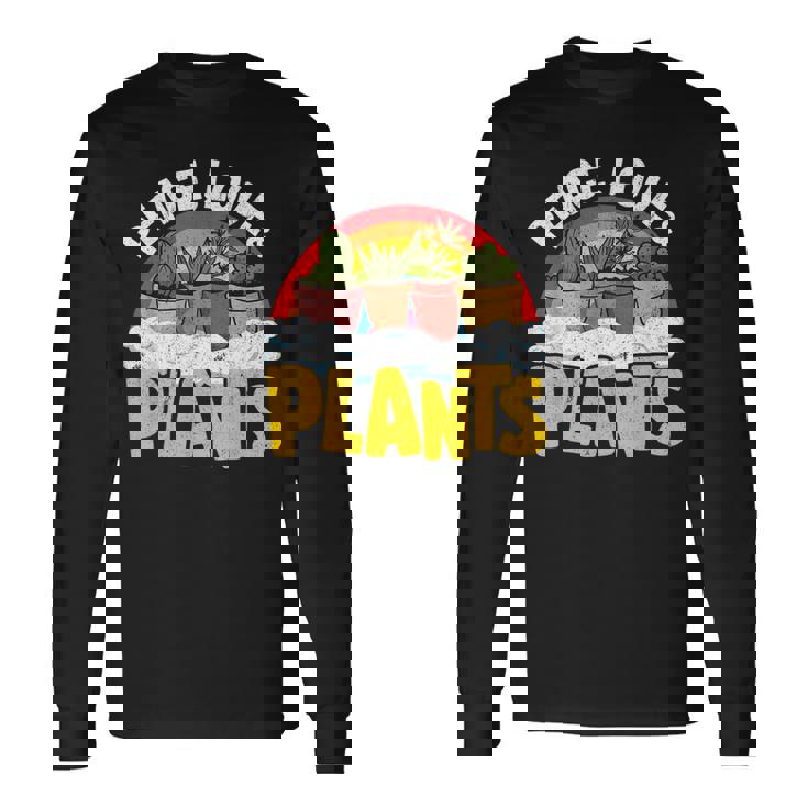 平和 愛&植物 レトロ レインボー 多肉植物 植物庭師 長袖Tシャツ