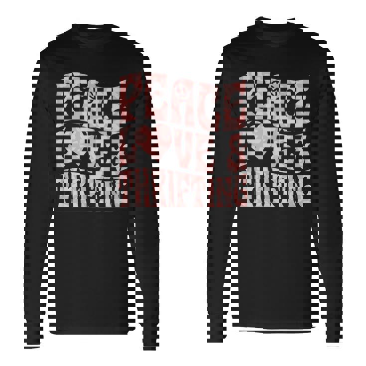 平和の愛と倹約心と平和のシンボル。 長袖Tシャツ