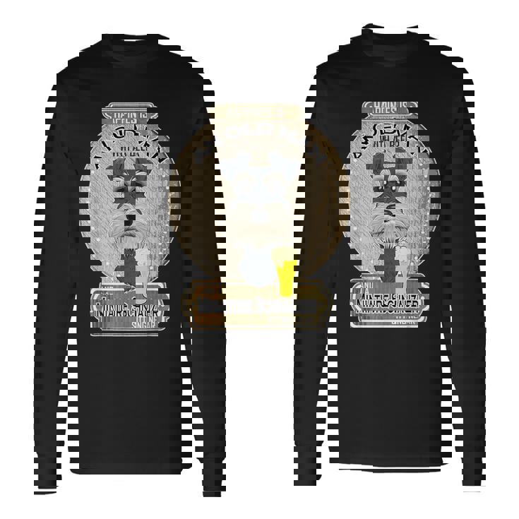 幸せはビールを持った老人にある ミニチュア・シュナウザー 長袖Tシャツ