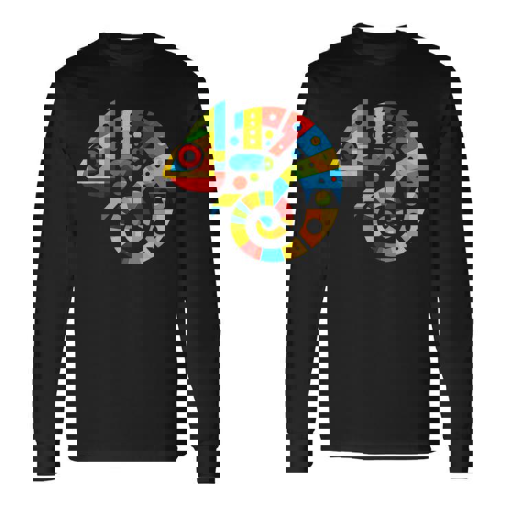 幾何学的ミニマリズム イラスト カメレオン 爬虫類 長袖Tシャツ ギフトのアイデア