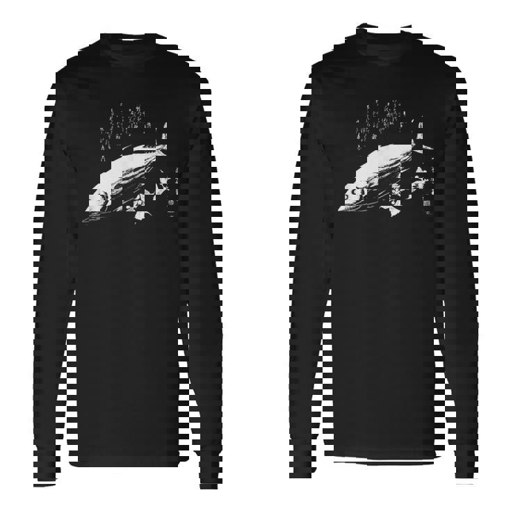 広重作 カツオ魚 おしゃれ 日本美術 長袖Tシャツ