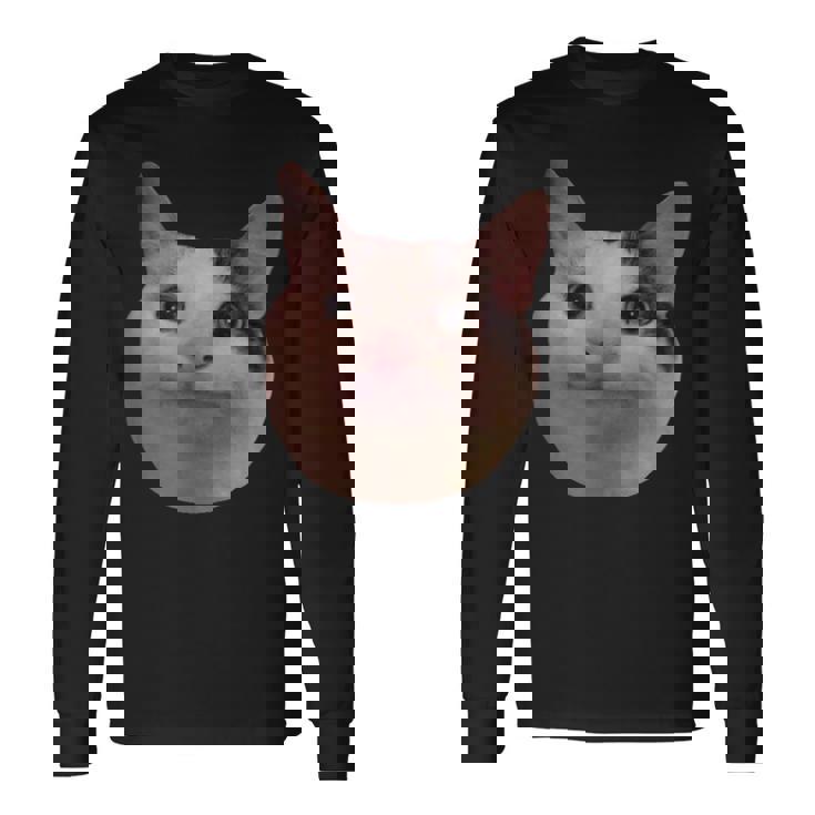 微笑む猫のミームベルーガ 長袖Tシャツ