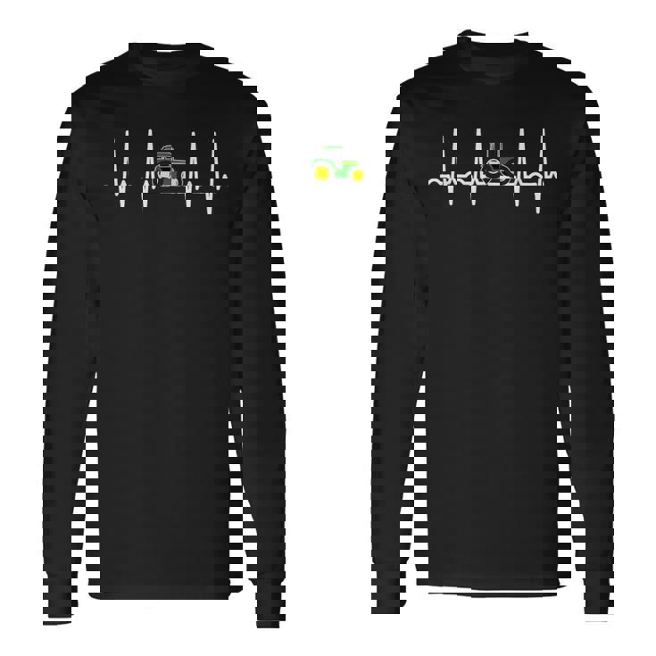 心拍トラクター 農家の生活 脈ライン 長袖Tシャツ