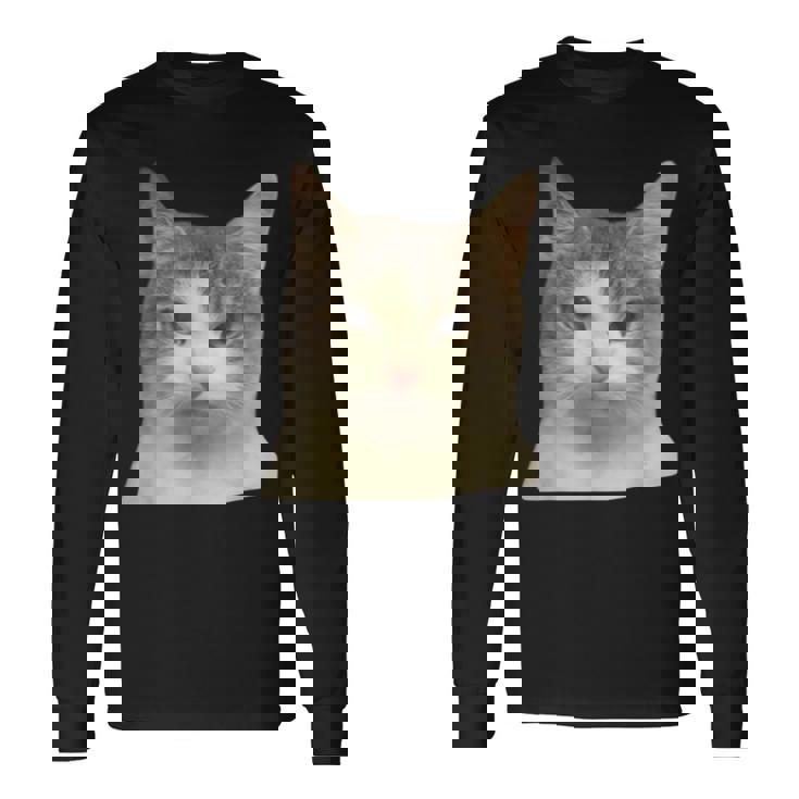 怒っている猫 リアル ミーム ウイルス インターネット 長袖Tシャツ