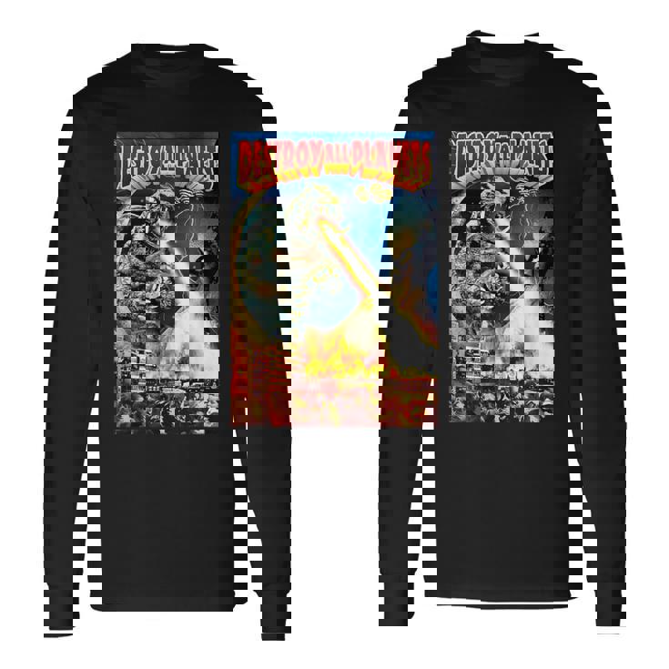 怪獣全惑星怪獣を破壊 長袖Tシャツ