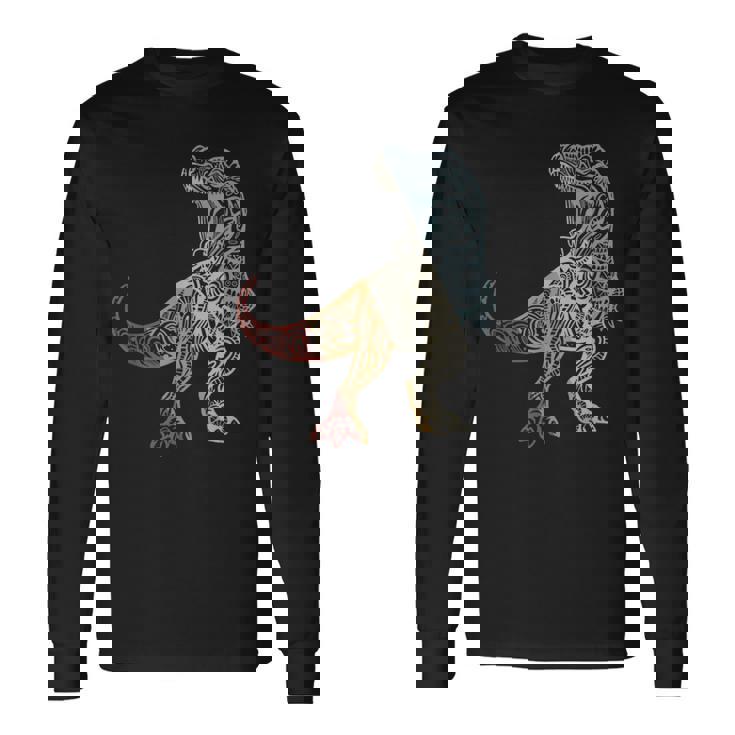 恐竜 レトロスタイル ビンテージ 長袖Tシャツ