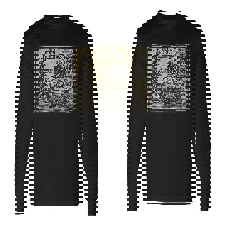 悪魔 オカルト 鬼 召喚 ゴス ホラー 美的 ウッドカット 長袖Tシャツ