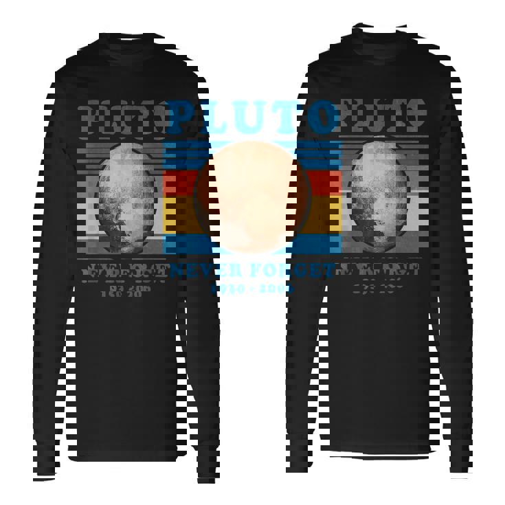惑星冥王星を忘れてはいけないオタク天文学楽しい宇宙レトロ 長袖Tシャツ