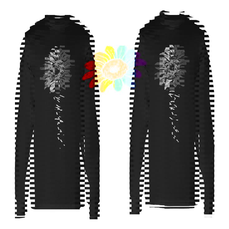 愛のヒマワリ 花柄 Lgbtq レインボーフラッグ ゲイプライド アライ 長袖Tシャツ