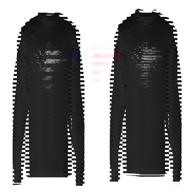 愛国的なアメリカンイーグルフラッグ 長袖Tシャツ