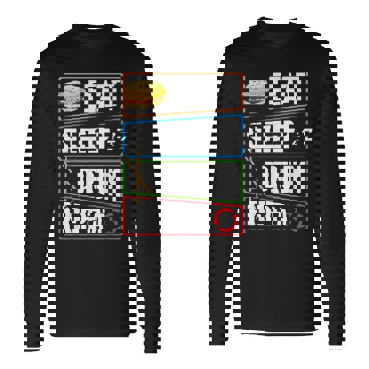 打楽器 ドラム 音楽 ドラマー ミュージシャン プレイヤー 長袖Tシャツ