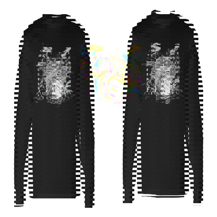 抽象アート ドラム ミュージシャン 音楽バンド 王座 ヌース 長袖Tシャツ