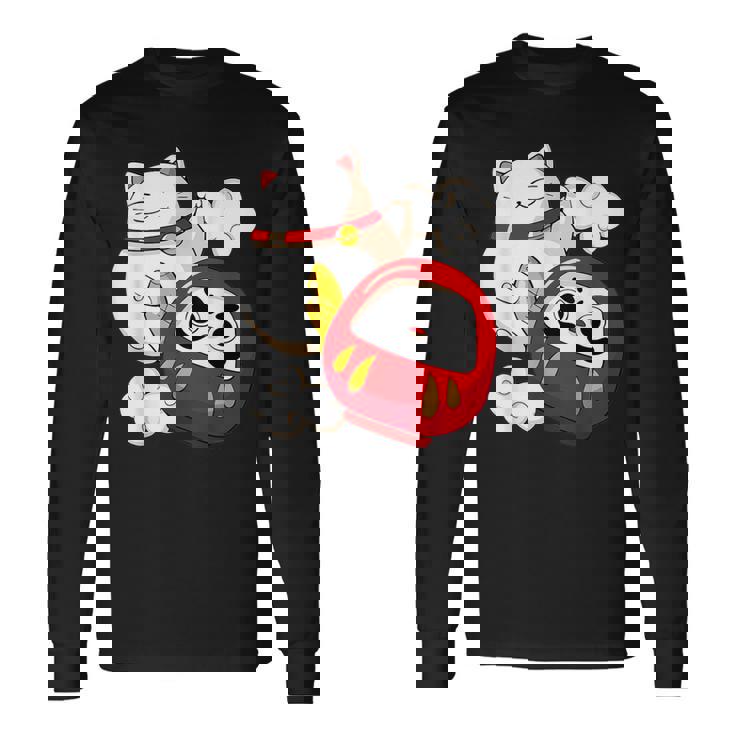 招き猫 招き猫だるま カワイイ 長袖Tシャツ