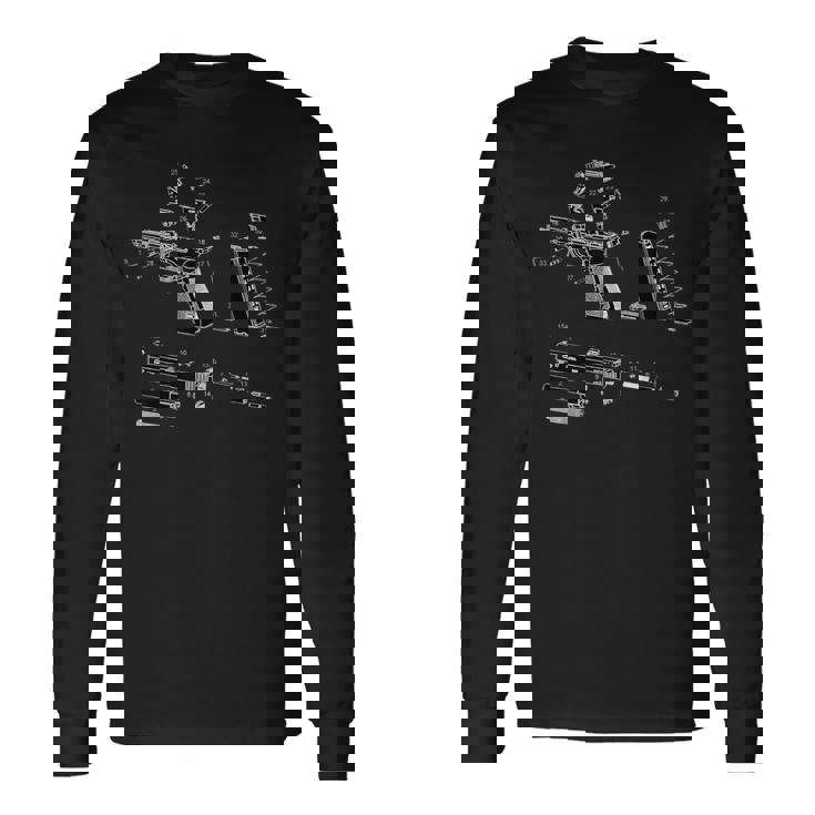 拳銃図 長袖Tシャツ