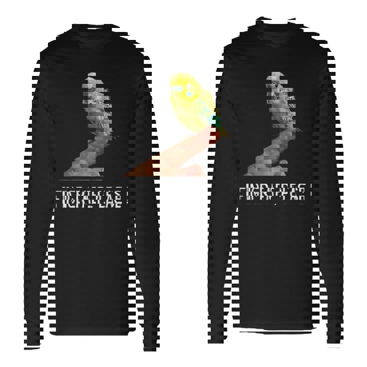 指の上のセキセイインコ 楽しいインコ セキセイインコ 鳥好きのギフト 長袖Tシャツ