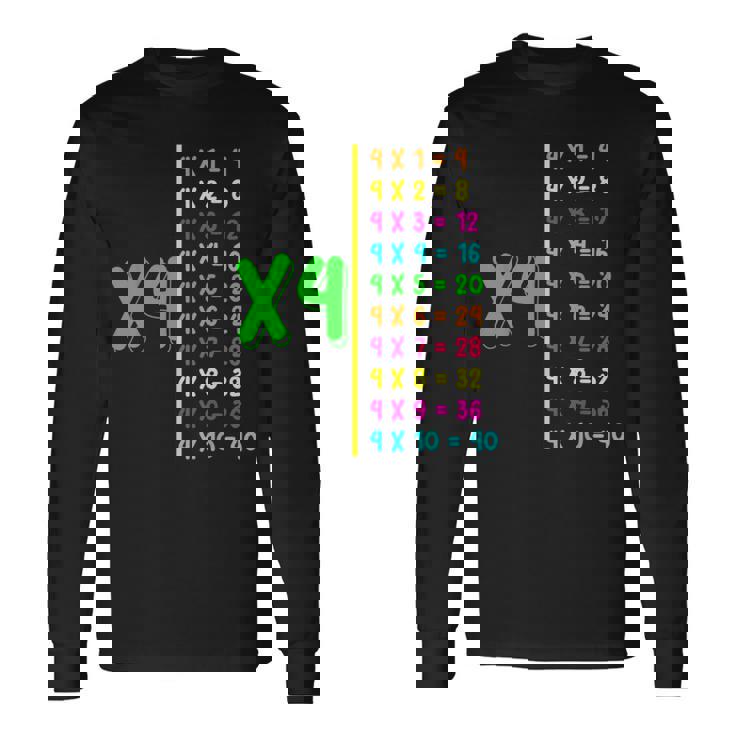 掛け算表4 小学生 算数の日 キッズ 男の子 長袖Tシャツ ギフトのアイデア