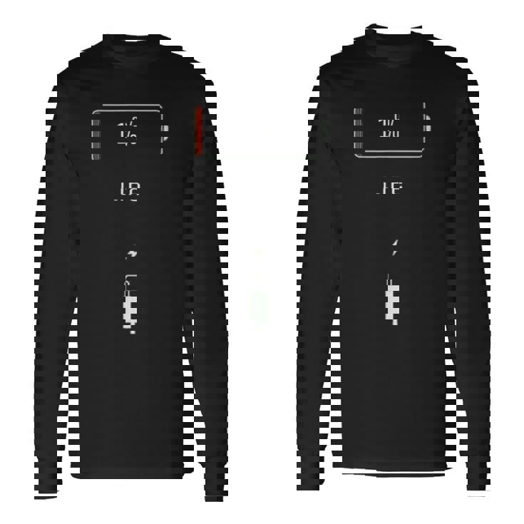 携帯電話のバッテリー1％は、バッテリーの寿命制限なしで空の電話を生きます 長袖Tシャツ