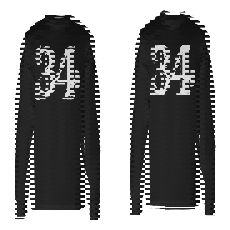 数字 34インチ ホワイト 大 太字 アメリカンウエストスタイル フォント 長袖Tシャツ