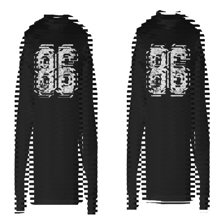 数字 86 ヴィンテージ 1986 誕生日 レトロ ヴィンテージ ルック 長袖Tシャツ