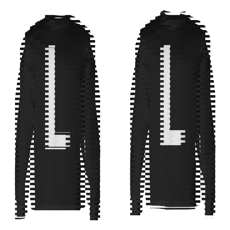 文字l アルファベットモノグラム イニシャル 長袖Tシャツ