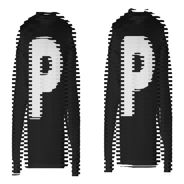 文字p 大文字 アルファベット モノグラム イニシャル 長袖Tシャツ