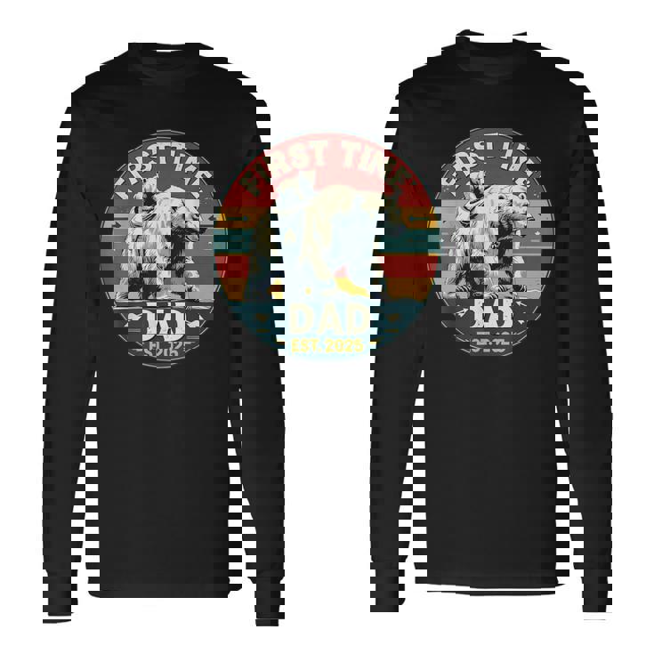 新しいお父さんと赤ちゃん熊の初めての父の日エスト2025 長袖Tシャツ