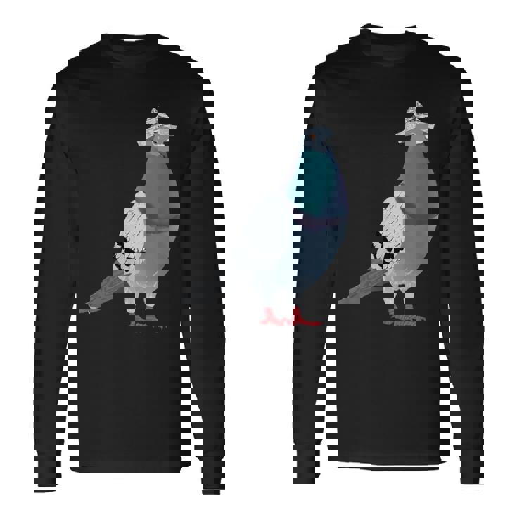 新聞帽子をかぶった鳩 長袖Tシャツ