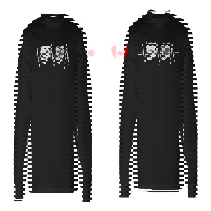 日本とカナダ カナダ国旗 国旗 長袖Tシャツ