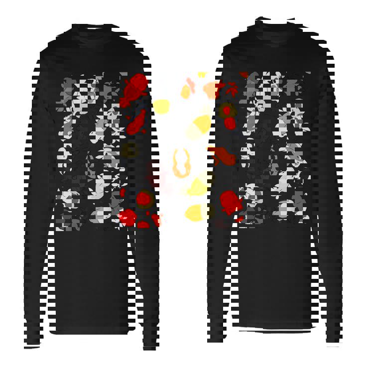 日本のランチュウ 金魚グラフィック 長袖Tシャツ